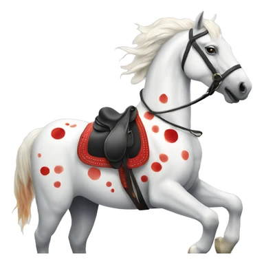 A white horse with red spots in the saddle sticker