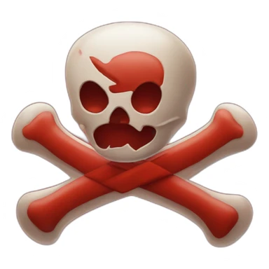 Red color x on crossbones  sticker