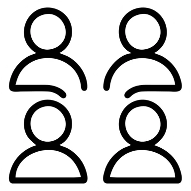 minimalist logo for adhubby.com, four founders, collaborative theme, abstract icon, monochrome or limited palette, approachable and professional sticker