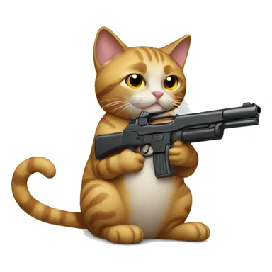 Cat holding gun sticker
