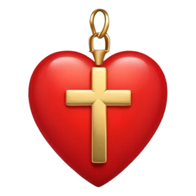 Red heart with gold cross sticker