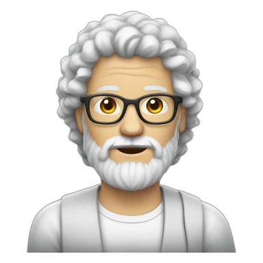 man with white skin and somewhat gray curly hair, bearded and glasses sticker
