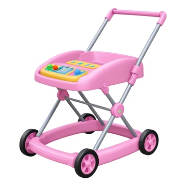 pink baby walker with toys on it sticker