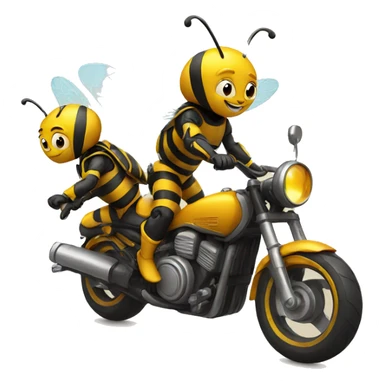 two bees riding a motorcycle sticker