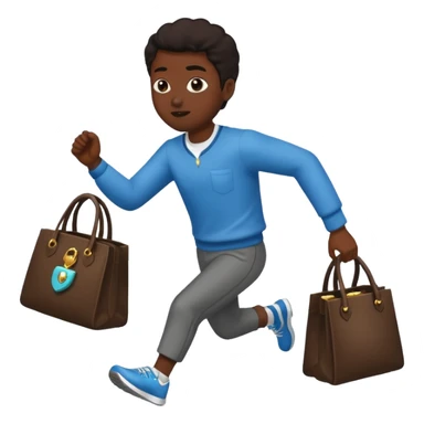 Thief running with stolen jewelry bag sticker