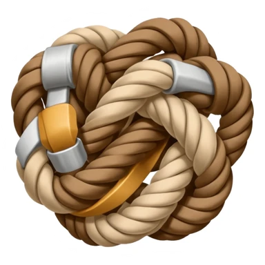 rope tied in a simple knot, rounded edges, cute, soft shading, sticker