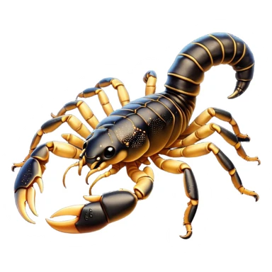 Cinematic Cute Emperor Scorpion Portrait Emoji, Head tilted playfully and inquisitively, with a compact, rugged build and a sleek, dark exoskeleton highlighted by delicate, intricate patterns and round, sparkling eyes full of curious defiance, Simplified yet irresistibly adorable features, highly detailed, glowing with a warm, friendly glow, high shine, affectionate and quirky, stylized with a touch of desert whimsy, soft glowing outline, capturing the essence of a mischievous yet endearing scorpion that feels like it could pinch its way out of the screen into your arms! sticker