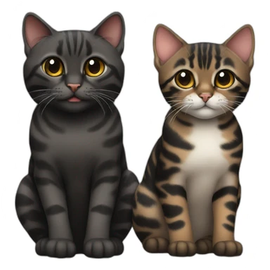 two-cats-bengal-and-cat-black-kitten-together sticker