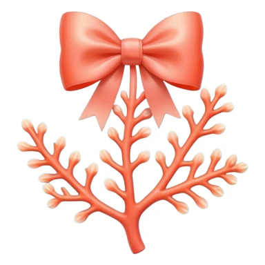 charming coral branch with plastic shine, natural coral texture, pastel colors with bright pops, small bow accessory, detailed shading, no cartoon eyes sticker