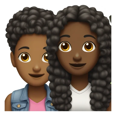 black pomeranin with one straight hair girl and one curly hair girl in the park sticker