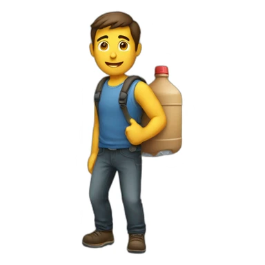 A man carries a bottle 19 l sticker