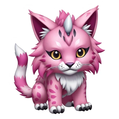 A pink lynx-fakemon-Digimon-creature-hybrid sticker