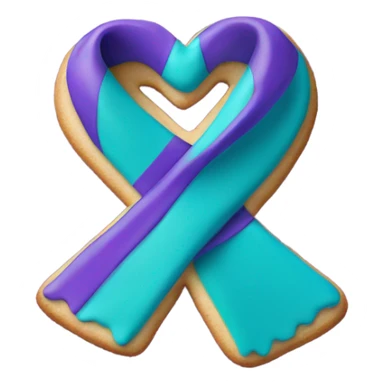 Purple teal Suicide awareness ribbon, heart cookie sticker