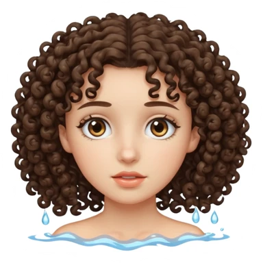 brunette curly haired girl with watery eyes sticker