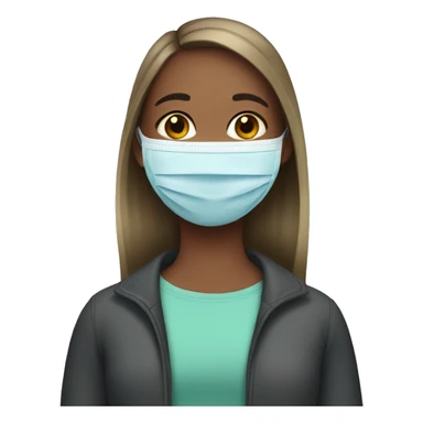 Girl wearing face mask sticker