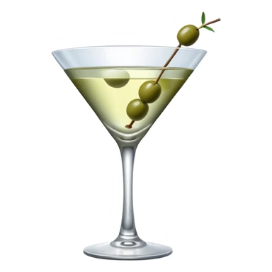 martini glass with 3 olives. no straw, just 1 stick that the olives will be stuck on. olives should have the same size. no leaves at all. liquid should be more white/clear than greek  sticker