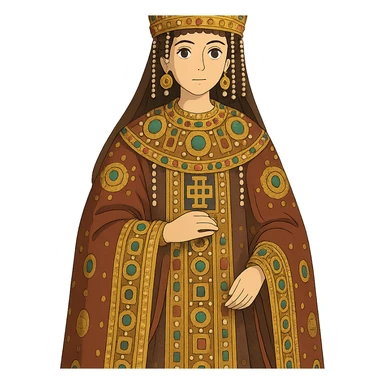 Empress Theodora in ornate Byzantine robes and crown sticker