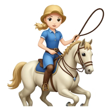girl riding a horse holding a whip sticker