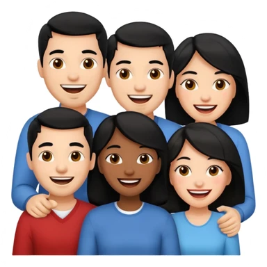 team with 4 people. 2 men and 2 women with black hair sticker