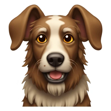 Brown scraggly dog with antlers and red nose sticker