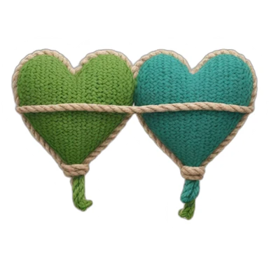 Two hearts made out of rope, knitted together sticker