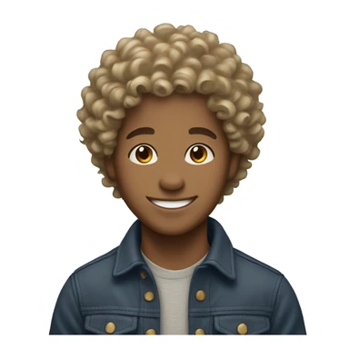 Happy light skin boy with curly hair sticker