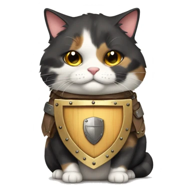 Fat calico cat with a shield  sticker