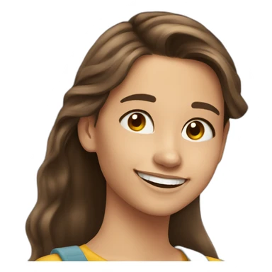 Spanish Teenager girl long Brown hair smiling taking selfie sticker