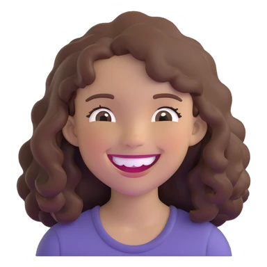 brown girl with wavy hair and brown eyes, laughing sticker