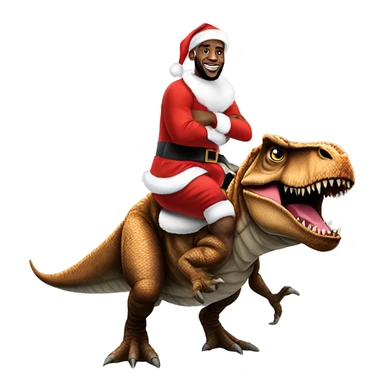 lebron james in a santa costume riding on top of a t-rex sticker