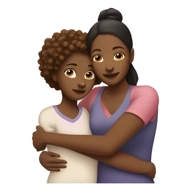 Black Mom and brown daughter hugging sticker