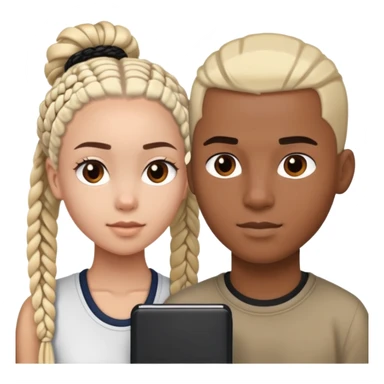 Teenage Interracial couple of a black woman with black coloured box braids and a white blonde man with a buzz cut  sticker