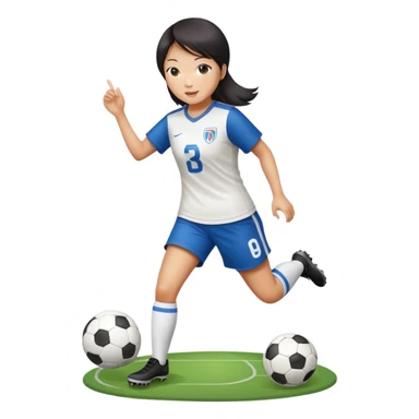 Bonnie Wong playing soccer with a birthday cake sticker