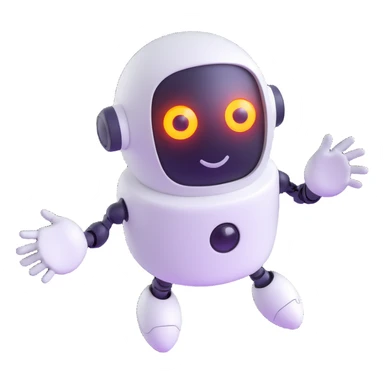 playful and cute robot ghost, floating with glowing eyes sticker