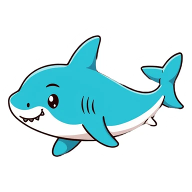 cute cartoon shark swimming sticker