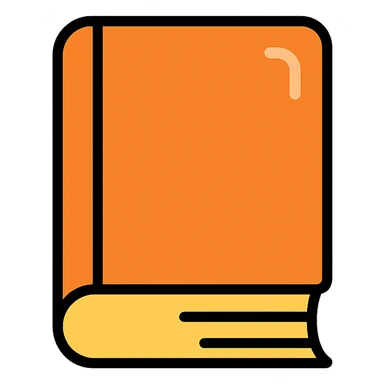 front facing orange book, with a slight shine, orange cover sticker