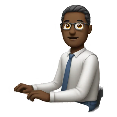 man sitting at a computer sticker