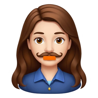 Women lomg hair  with mustache sticker