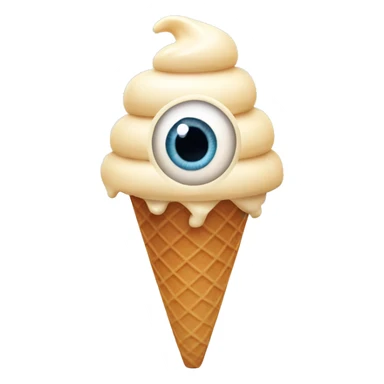 ice cream cone with eyeball sticker