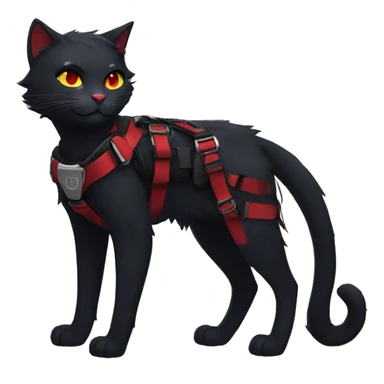 Anthro Edgy Cool Beautiful Black Cat-Fursona with Emo Hair-bangs with Red Streaks Chest Harness sticker