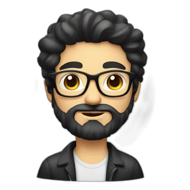 A boy with sun eyeglasse and long facial hair and white skin and black hair sticker