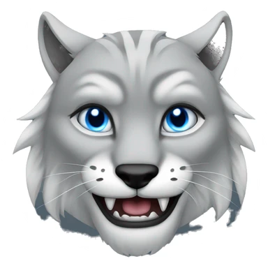 Grey lynx male blue eyes growling fangs sticker