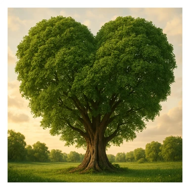 a very large tree with a canopy shaped like a heart, detailed, beautiful, natural sticker