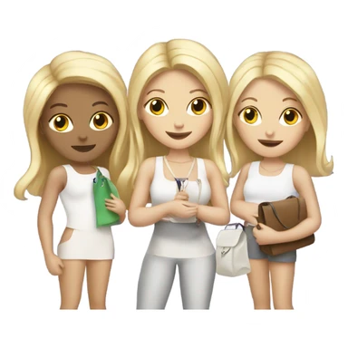 three blonde white girls with tiny white bag  sticker
