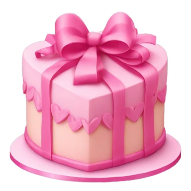 Heart shaped birthday cake with a huge pink bow sticker