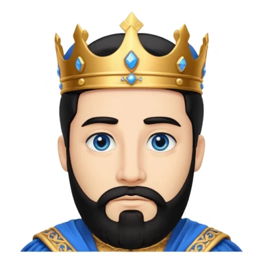 King Solomon with black hair and beard, blue eyes sticker