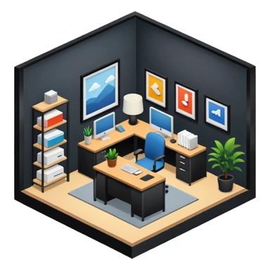 office room of designers isometric sticker