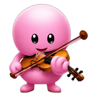 kirby plays a pink violin sticker