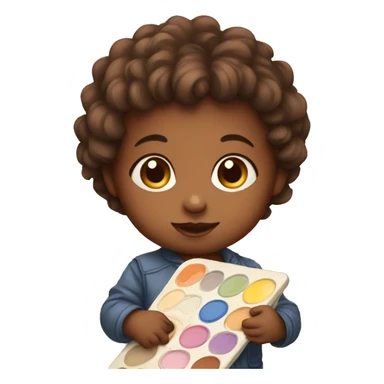 baby artist holding palette sticker