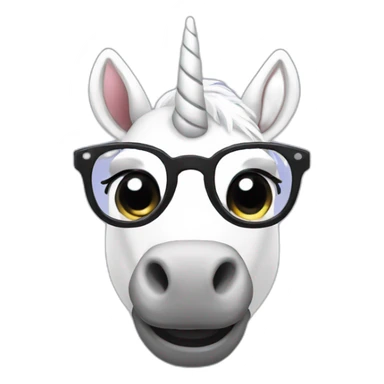White unicorn with glasses sticker